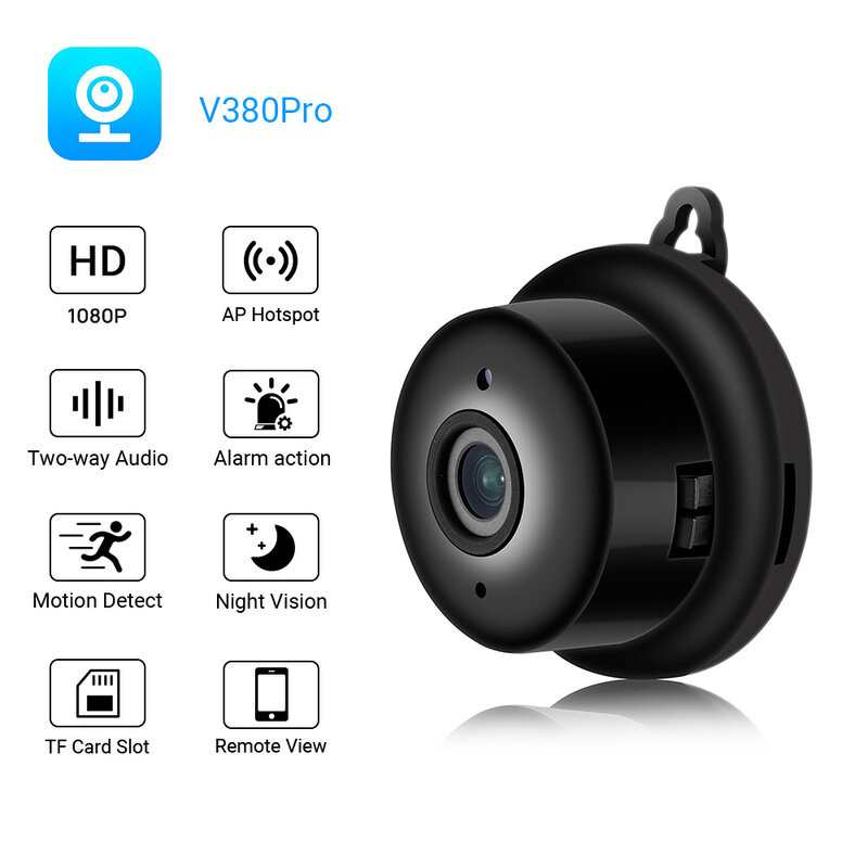 Mini wifi câmera ip hd 1080p sem fio câmera interior nightvision áudio em dois sentidos detecção de movimento monitor do bebê v380