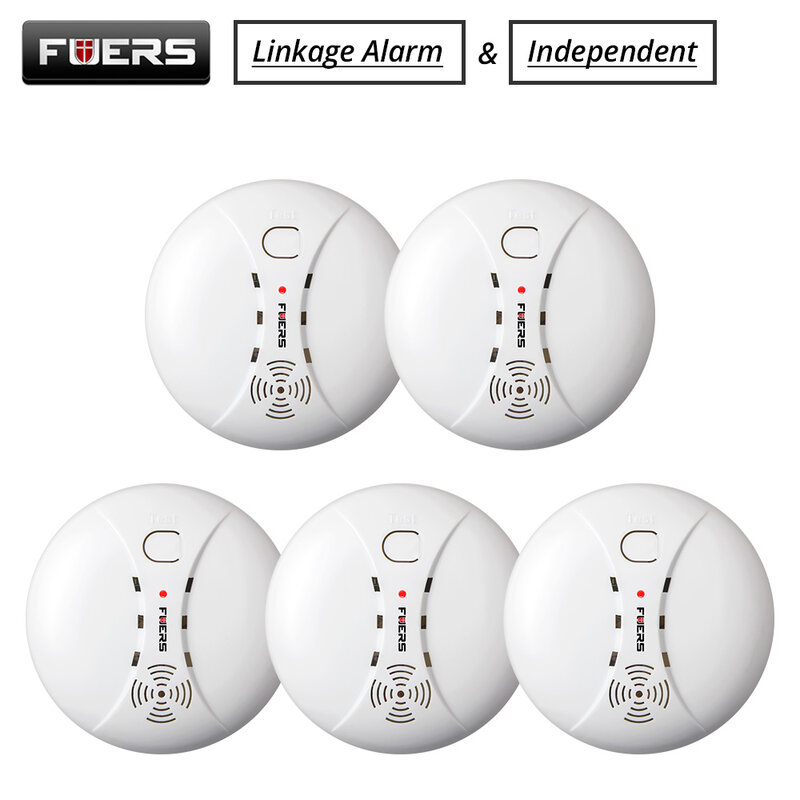 Fuers 5pcs/lot Wireless Smoke Sensor Fire Detector smoke alarm for Touch Keypad Panel wifi GSM Home Security System with battery