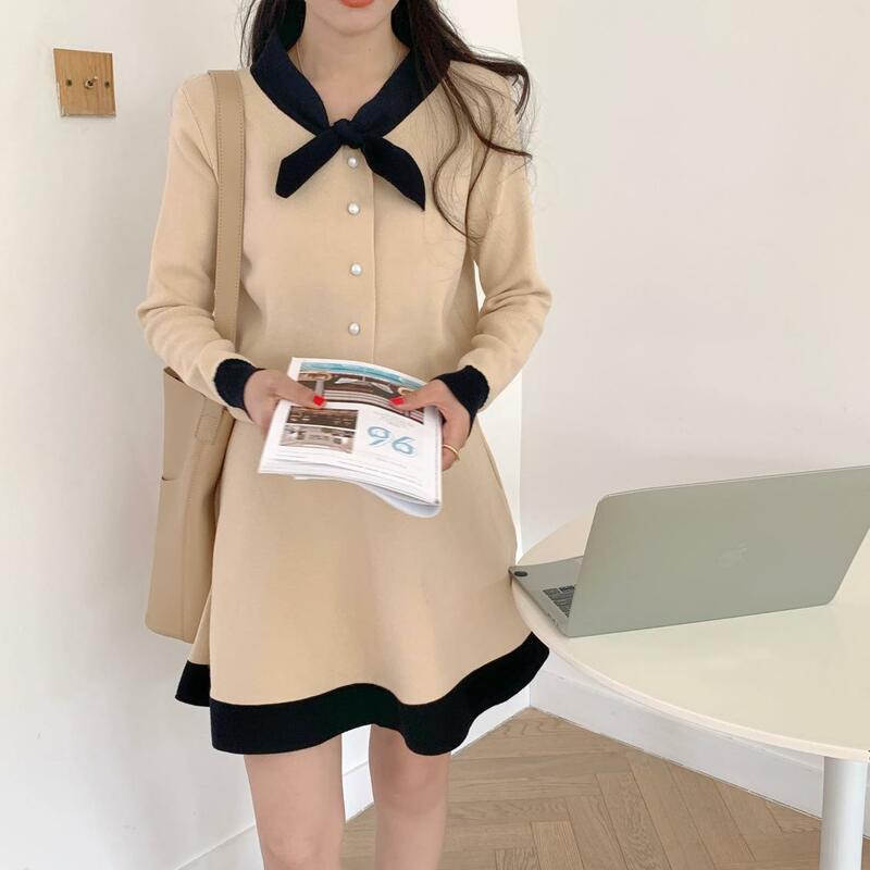 Fashion new suit knit sweater + high waist skirt playful two-piece suit