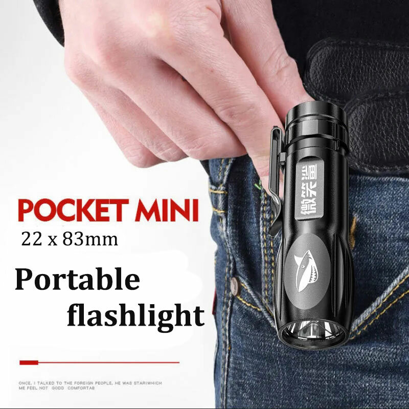 3 Lighting Modes LED Flashlight USB Rechargeable Fixed Focus Flash Light Portable Mini Hiking Torch IPX6 Waterproof Flashlights