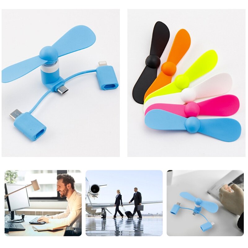 3-In-1 Mini Mobile Phone Fan Portable Cellphone Fans Energy Saving Noiseless Creative Usb Small Fan for Outdoor Travel Office