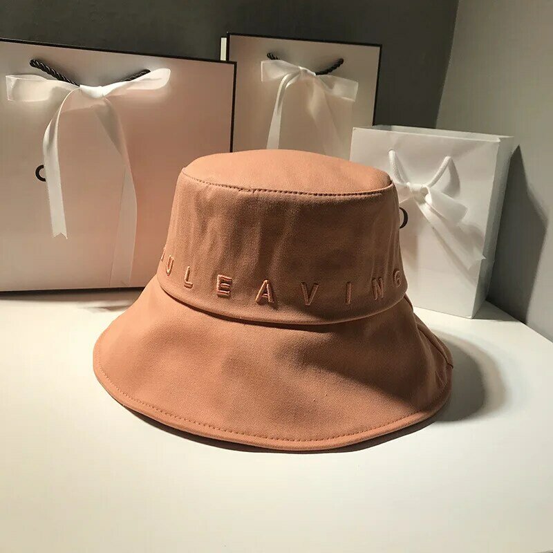 Japoński kapelusz typu Bucket kobiety lato na zewnątrz podróży wędkowanie kapelusze przeciwsłoneczne Bob bawełna wyszywane litery Panama kapelusz rybaka czapki
