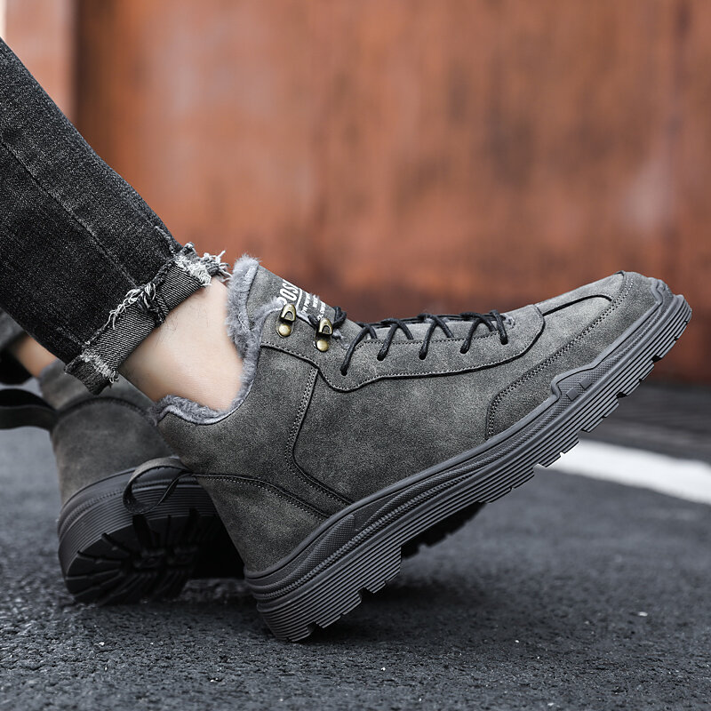Stivali Casual da uomo alti a nove ore calzature maschili foderate calde invernali Sneakers antiscivolo eleganti da esterno Comfort morbido allacciate