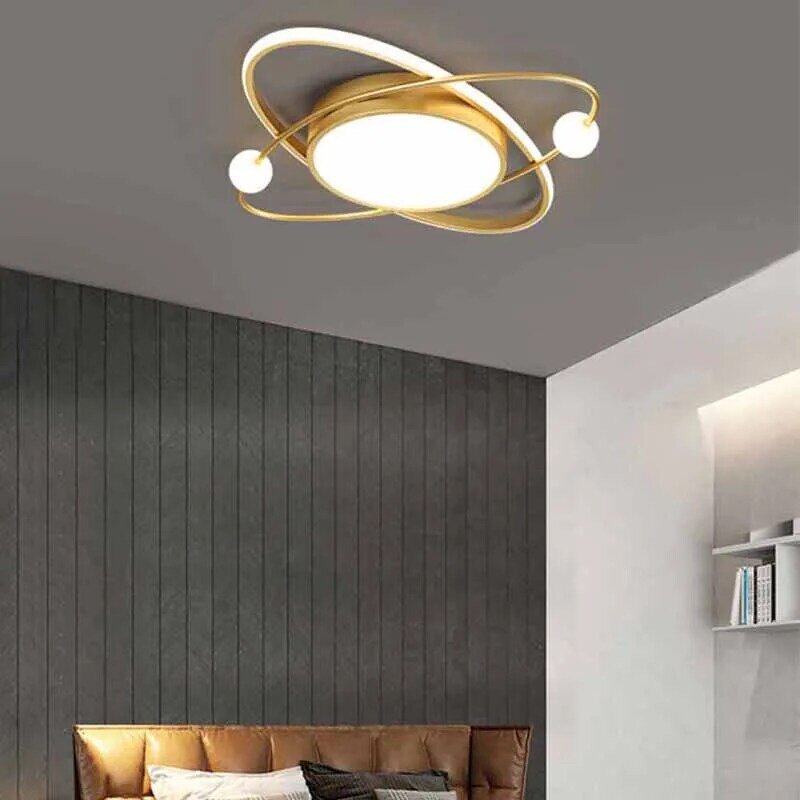Lustre de teto led dourado 90-220v, para quarto, sala de jantar, escritório pessoal, cozinha, corredor, loft, decoração moderna para casa