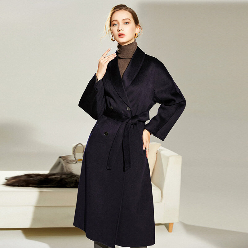 2021 outono e inverno novo europeu e americano high-end moda dupla face casaco de lã mulher parkas