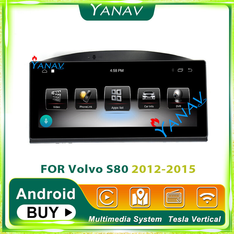 Android HD z ekranem dotykowym radio samochodowe odtwarzacz MP3 dla-Volvo S80 2012-2015 GPS samochód z nawigacją stereo system multimedialny odtwarzacz DVD