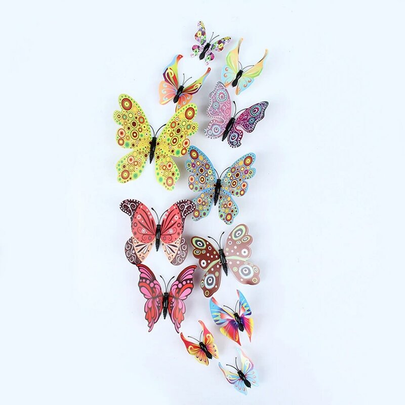 Nuovo stile 12 pezzi adesivo murale farfalla 3D a strato singolo sulla parete decorazioni per la casa farfalle per adesivi frigo magnete decorazione