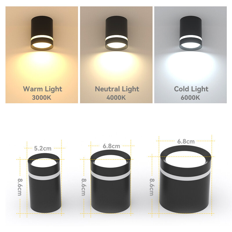 Spot lumineux Led 220V, éclairage d'intérieur, montage en Surface, idéal pour un salon, une cuisine ou un magasin, 5/10/15W