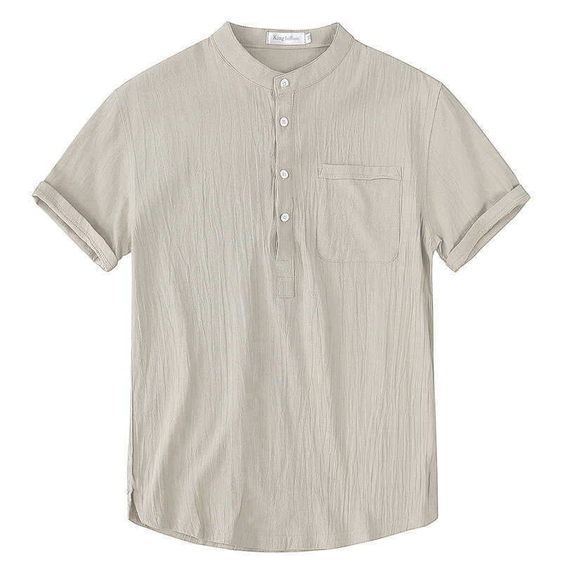T-shirt à manches courtes pour homme, estival et décontracté, en coton et lin, avec Led, respirant, S-3XL