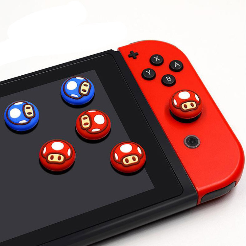 Bộ 2 Công Tắc Điều Khiển Bao Ngón Tay Cái Gậy Cầm Nắp Da Cho Nintendo Switch OLED Lite NS Joy-Con Bộ Điều Khiển joyCon Chơi Game Ốp Lưng