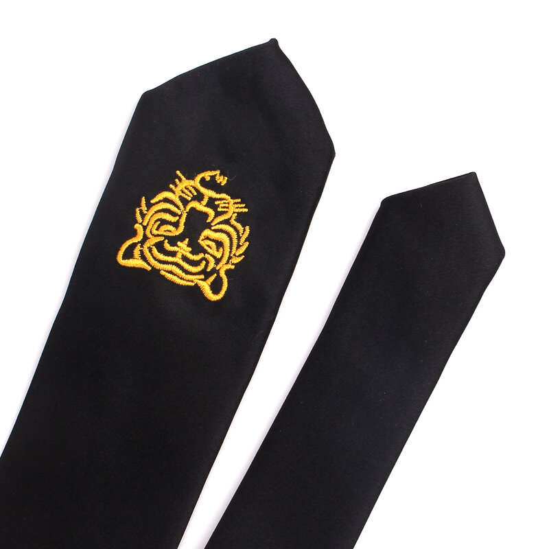 Corbatas bordadas de animales para hombre, corbata negra delgada, informal, divertida, a la moda, para fiesta de boda
