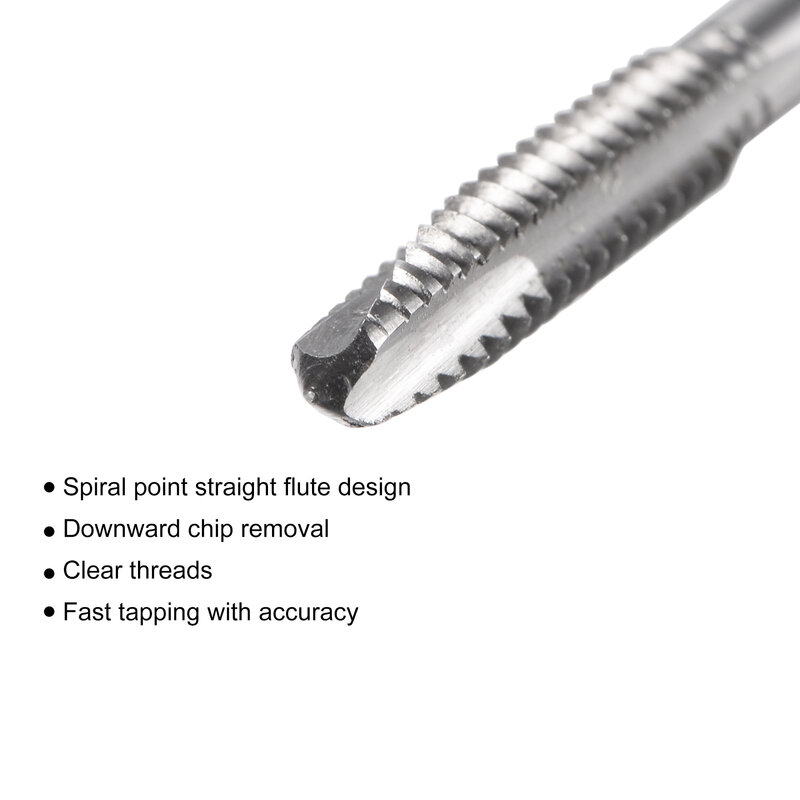 Uxcell-grifo de roscado de punto en espiral 4-40 UNC, rosca de máquina HSS (acero de alta velocidad), 3 flautas rectas, sin recubrimiento