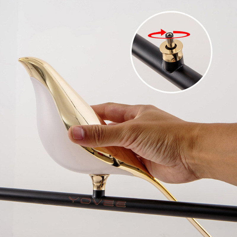 Controle remoto moderno chapeamento de ouro pássaro conduziu a lâmpada parede para casa e quarto decoração da parede luminária interior
