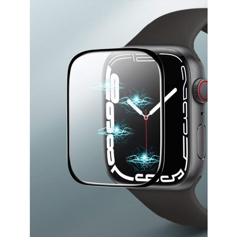 Film Pelindung Layar Premium Kaca Tempered 3D Jernih untuk Jam Tangan Apple Seri 7 41Mm 45Mm Film Layar Anti Gores untuk Seri 7
