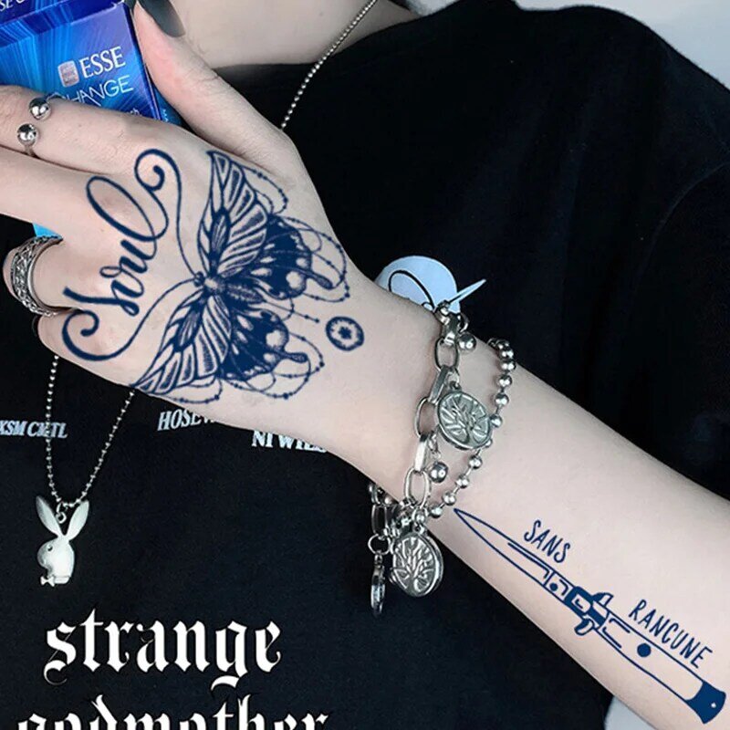 1pc azul tatuagem temporária adesivo flor 3d transferência à prova d3d água tatuagem adesivos arte do corpo sexy tatoo com menina menino