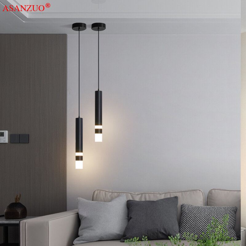 Nowoczesny wisiorek LED światła minimalistyczna restauracja/kawiarnia/salon/nocna lampa wisząca długa linia lampa wisząca