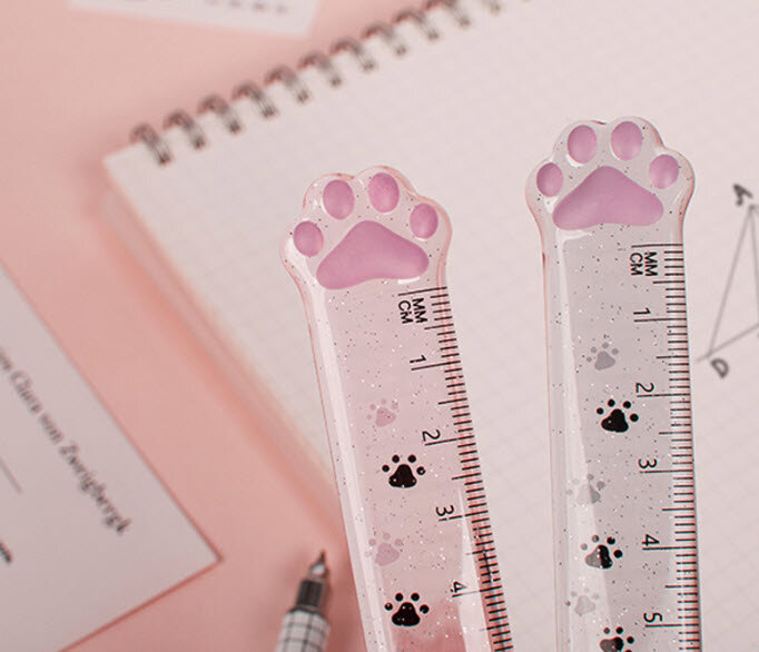猫の形をした定規,15cm,ピンクの女の子のためのかわいい学生の描画ツール,ストレート定規,オフィス文房具,創造的な猫の足,学習定規