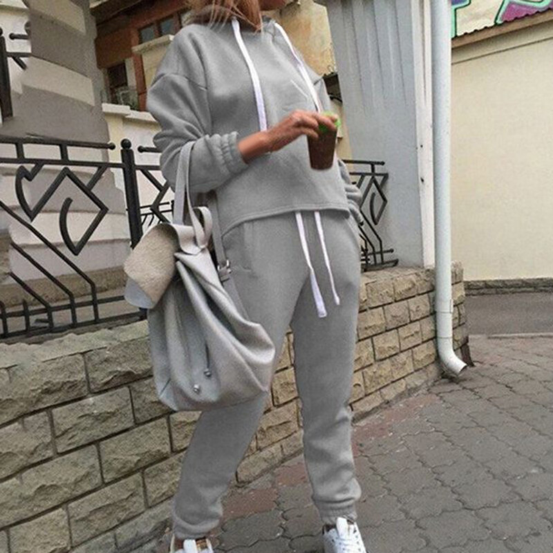 2020 Autumn Women 2 Piece Outfits Pullover SweatSuits Long Sleeve Pullover SweatShirt Skinny Long Pants Fitness Tracksuit Set