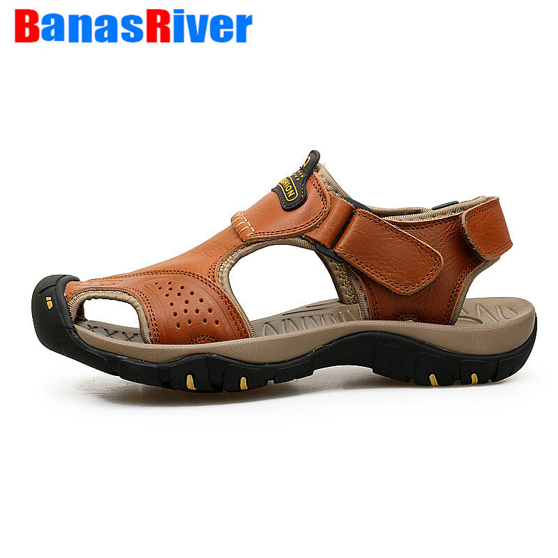 NEW Classic Men's Sandals Summer Soft Comfortable Shoes Leather Big Size Soft Outdoor Roman Fashion Outdoor Casual Walking Flats