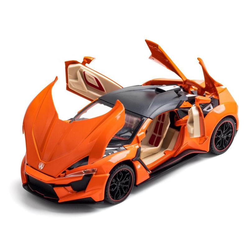 1/24 Alloy Sports Car Model  Toy Pull Back Sound Light Toys Vehicle For Children Kids Gift