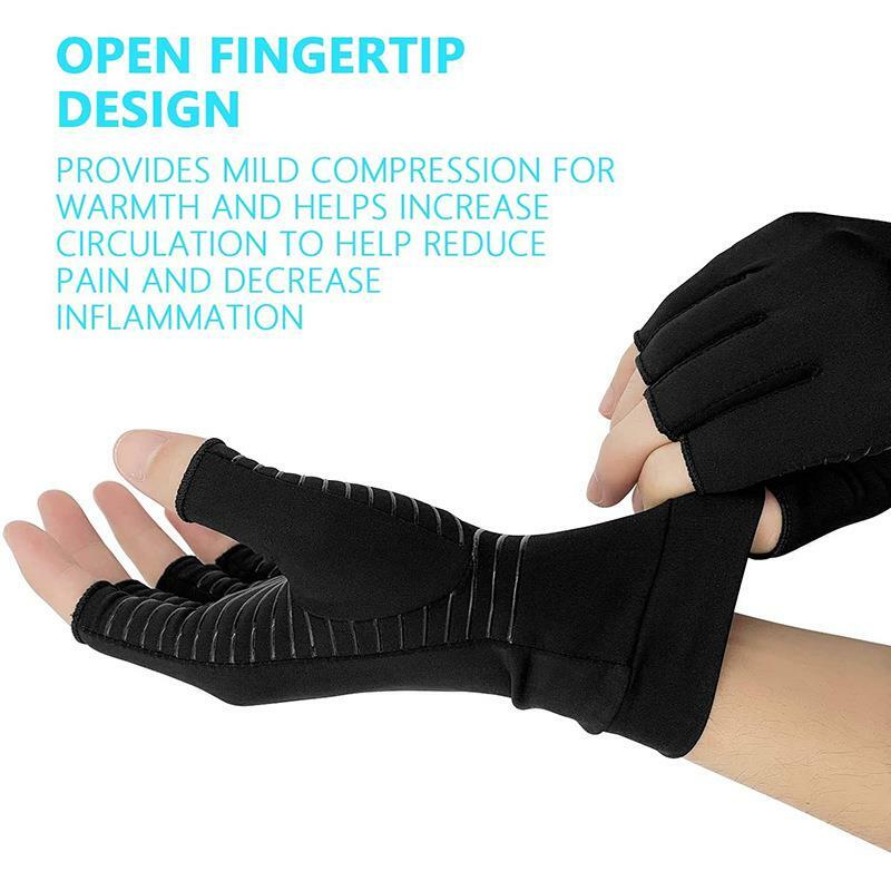 痛みを和らげるための調節可能なストラップ,指を和らげるための関節炎圧迫手袋,治療用滑り止め療法用,1ペア