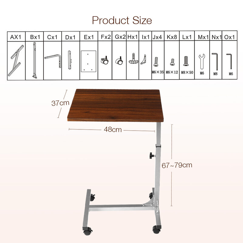 Douxlife-escritorio portátil para ordenador portátil, escritorio de altura ajustable, marco de acero MDF, mesa rodante, sofá, mesa lateral para casa y oficina