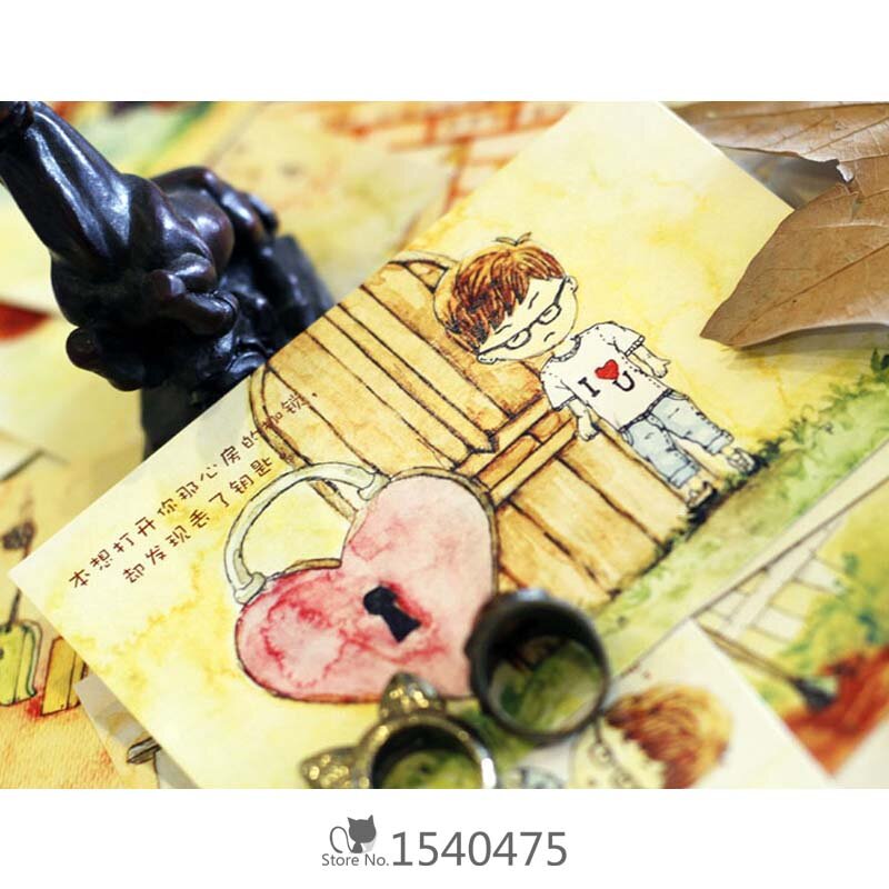 25 pz/lotto cartoline adorabili sveglie di amore del fumetto hanno messo le carte del manifesto per la fidanzata/fidanzato di san valentino