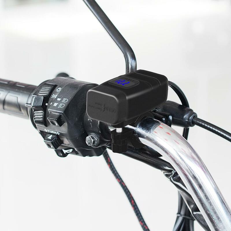 WUPP 오토바이 차량 장착 충전기 방수 USB 어댑터 12V 전화 듀얼 빠른 충전 3.0 전압계 스위치 모토 액세서리