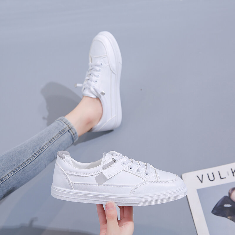 Женские кроссовки на плоской подошве, белые кроссовки в Корейском стиле, повседневная обувь для студентов, новинка 2021