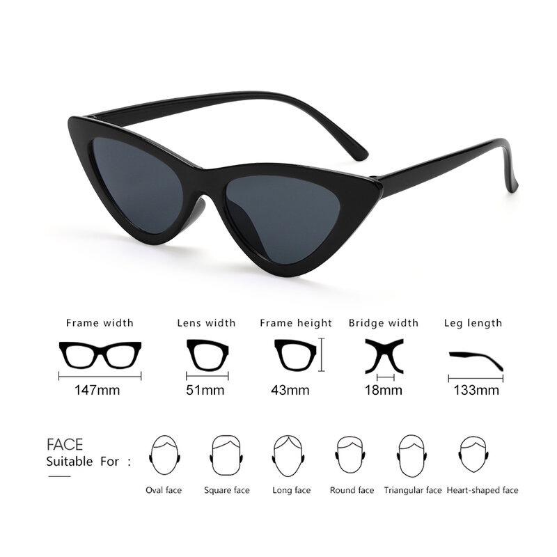 Gafas de sol con forma de ojo de gato para mujer, anteojos de sol sexys con espejo negro, de triángulo pequeño, lentes femeninas, ropa de calle para exteriores, UV400, 2022