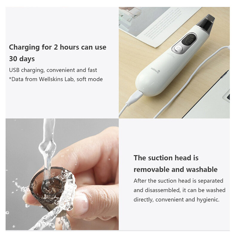 Xiaomi Wellskins Elektrische Mitesser Reiniger Deep Pore Reiniger Akne Pickel Entfernung Vakuum Saug Gesichts SPA Gesichts Pflege Werkzeuge