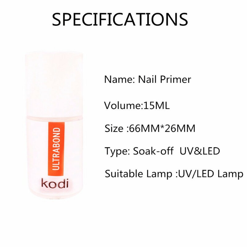 Праймер Kodi Ultrabond Быстросохнущий для нейл-арта, жидкость для очистки, дезинфекция, клейкая основа для геля, Сушилка для ногтей, 15 мл