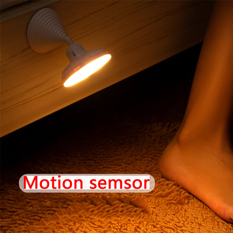 USB Motion Sensor Human Body Induction LED Night Light Rotatable Cupboard Wardrobe Bedside Lamp Under Cabinet Closet Stairs Wall