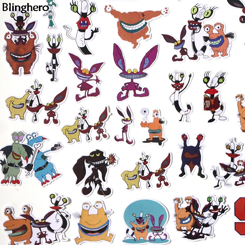 Blinghero Stiker Monster Lucu 42 Buah/Set Kartun Anak-anak Stiker Alat Tulis Stiker Bagasi Laptop Decal BH0125