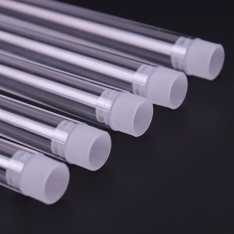 10PCS 12x100mm Lab Clear Plastic Test Tube Round Bottom Tube Vial with Cap Office Lab Experiment Supplies