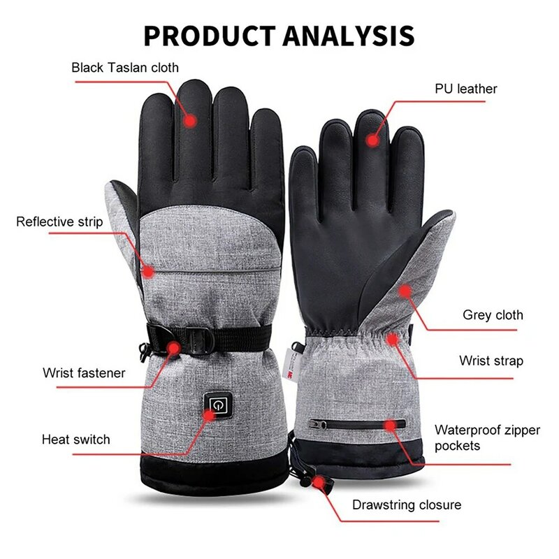 Electric Thermal Ski Gloves Rechargeable Battery Thermal Heated Gloves Cycling Motorcycle Bicycle Gloves Unisex Winter Gloves