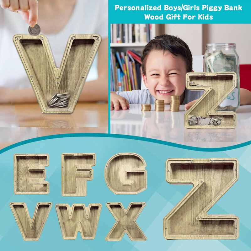 Kreative Zwanzig-sechs Englisch Alphabet Lagerung Tank Einzigartige Geld Box Personalisierte Lagerung Holz Desktop Ornament Hause Dekoration