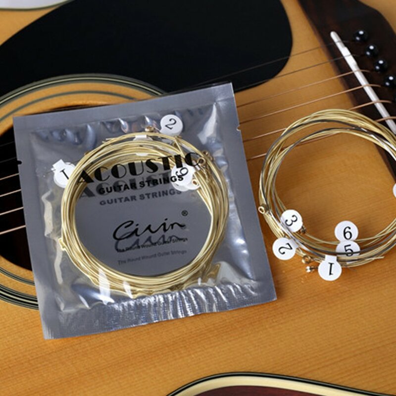 6ピースエレクトリック/アコースティッククラシックフォークギターストリングウッド真鍮六角コア文字列civin弦の交換防錆真鍮