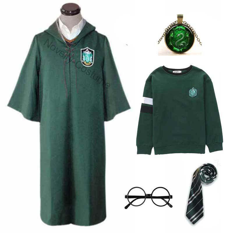 ผู้ชายผู้หญิง Robe เสื้อคลุมสีเขียว Quidditch เสื้อผ้า Magic School Party ชุดคอสเพลย์ฮาโลวีนเครื่องแต่งกาย