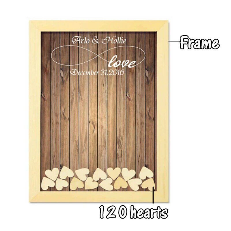 NEW TY Wedding Guest Book Personalized Wedding Decoration Rustic Sweet Wedding Guestbook 120pcs Small Wood Hearts