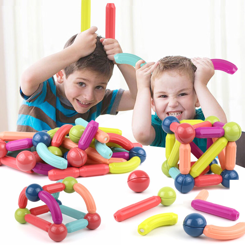 5 pz/lotto Set vendita con istruzioni bastone magnetico accessori fai da te blocchi mattoni magneti regalo per bambini giocattolo magnetico