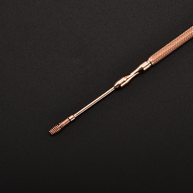 Cucchiaio per orecchio a spirale a molla in acciaio inossidabile con earpick in oro rosa semplice cucchiaio per orecchio in oro