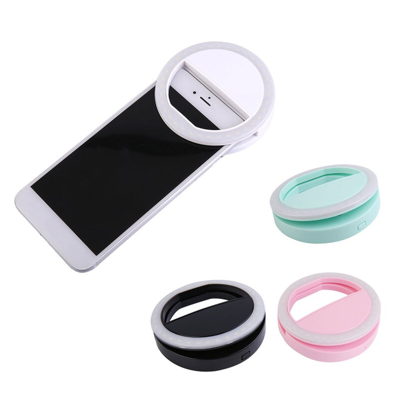 Klip Ponsel Selfie LED Auto Flash untuk Ponsel Smartphone Bulat Portable Selfie Flashlight Mini Senter Kamera