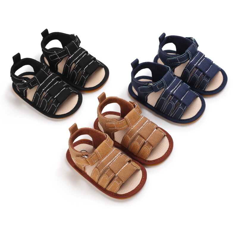 Prewalker-Sandalias de verano para bebés de 0 a 18 meses, suelas de goma antideslizantes, cómodas, transpirables, zapatos de ocio para bebés, zapatillas de caminar para bebés