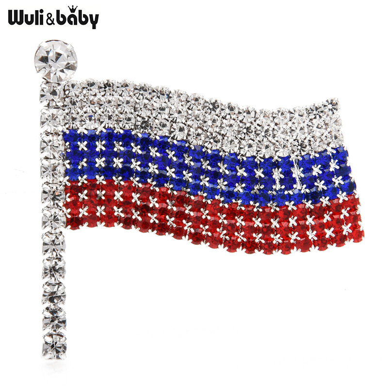 Wuli & Baby-女性と男性のための全国ラインストーン旗のブローチ,2モデル,カジュアル,オフィス,ギフト