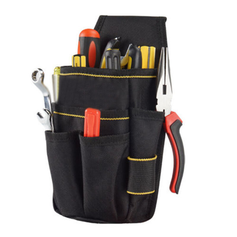 جديد أسود حقيبة التخزين من حقيبة أدوات الكهربائي الخصر جيب الحقيبة حزام تخزين حامل صيانة حزام خصر قابل للضبط 12.5*23.5 سنتيمتر