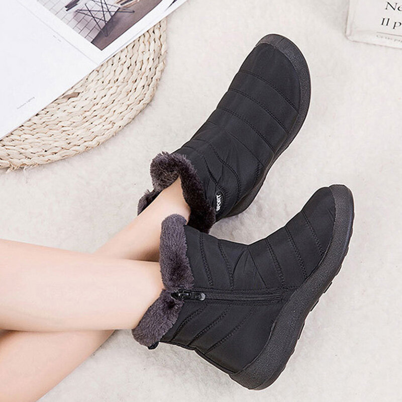 2020 Snow Winter Women's Boots Non-slip Women Plush Boots Fur Warm Ankle Boot For Women Down Waterproof Booties Botas Mujer