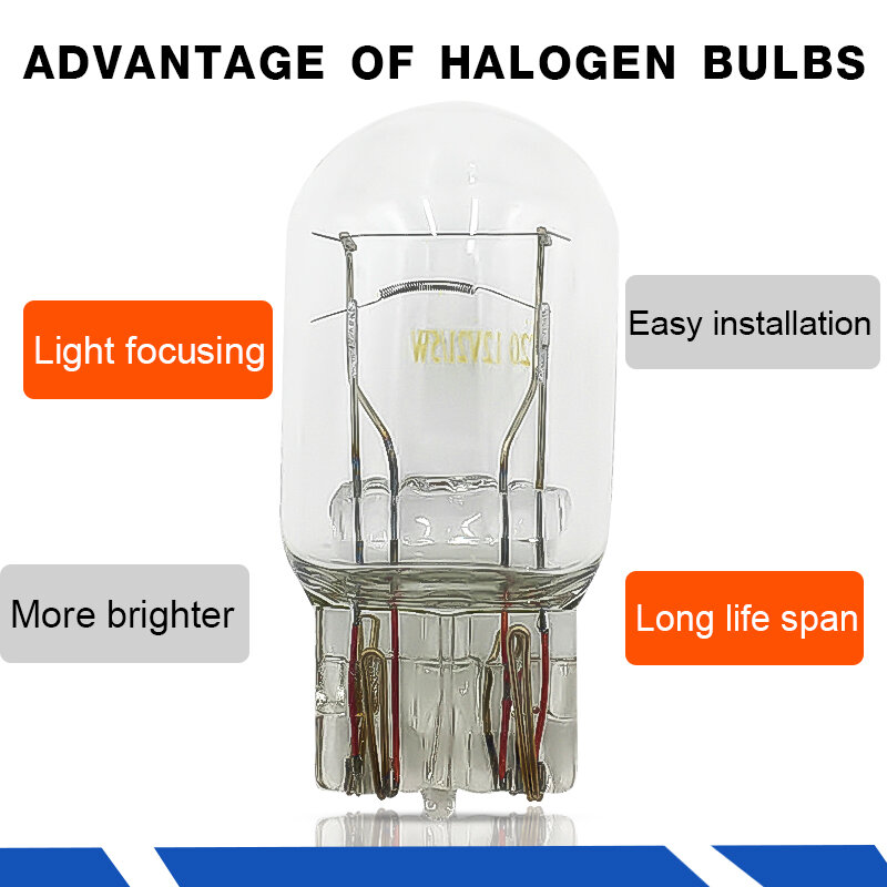 Eliteson-bombillas halógenas para señal de freno de coche, luces traseras de parada, lámparas automáticas, T20 21/5W, 12V, 1 ud.