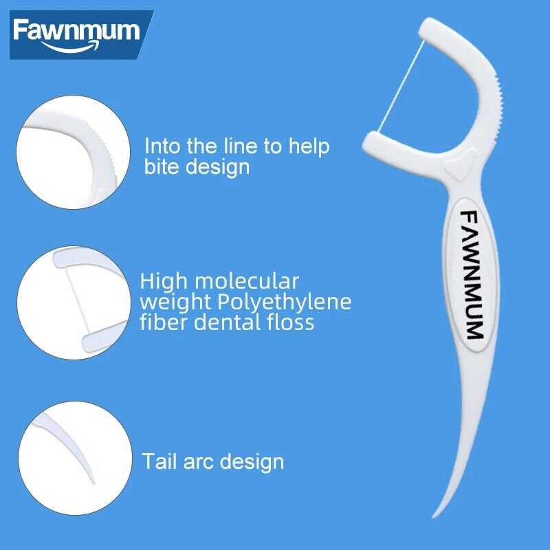 Fawnmum-palillo de hilo Dental, llavero de 100 piezas, palillos de dientes de madera, soporte de hilo dental, cepillo de dientes eléctrico