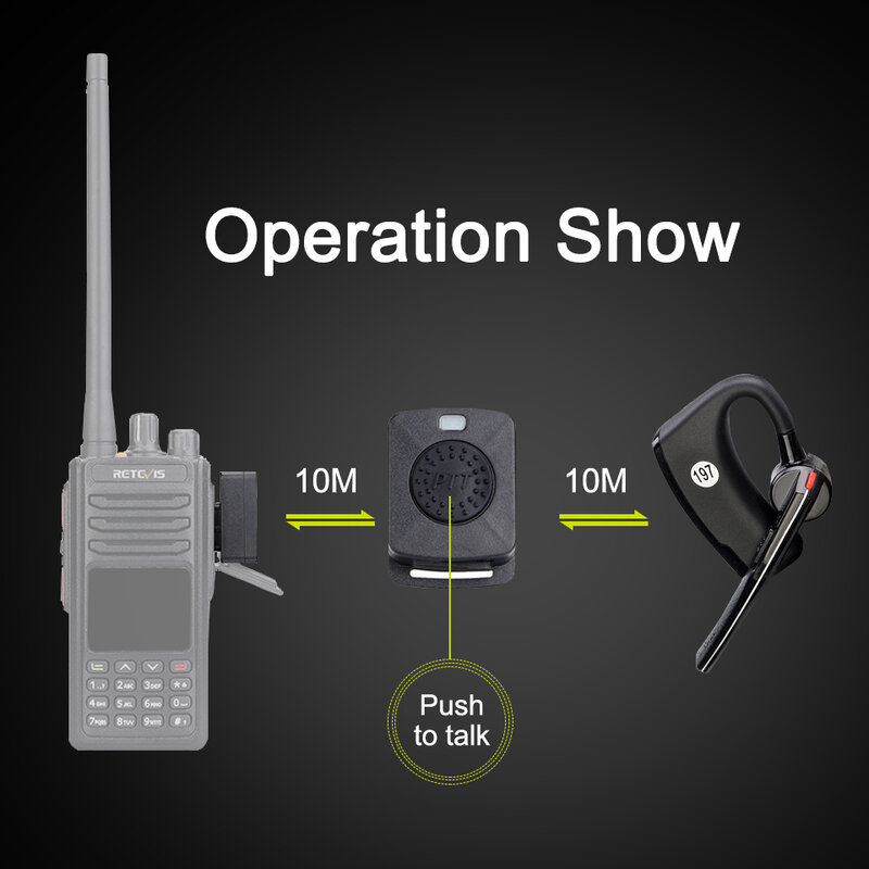 Retevis-walkie-talkie inalámbrico compatible con Bluetooth, con dedo PTT y adaptador para Kenwood Baofeng UV-5R UV82
